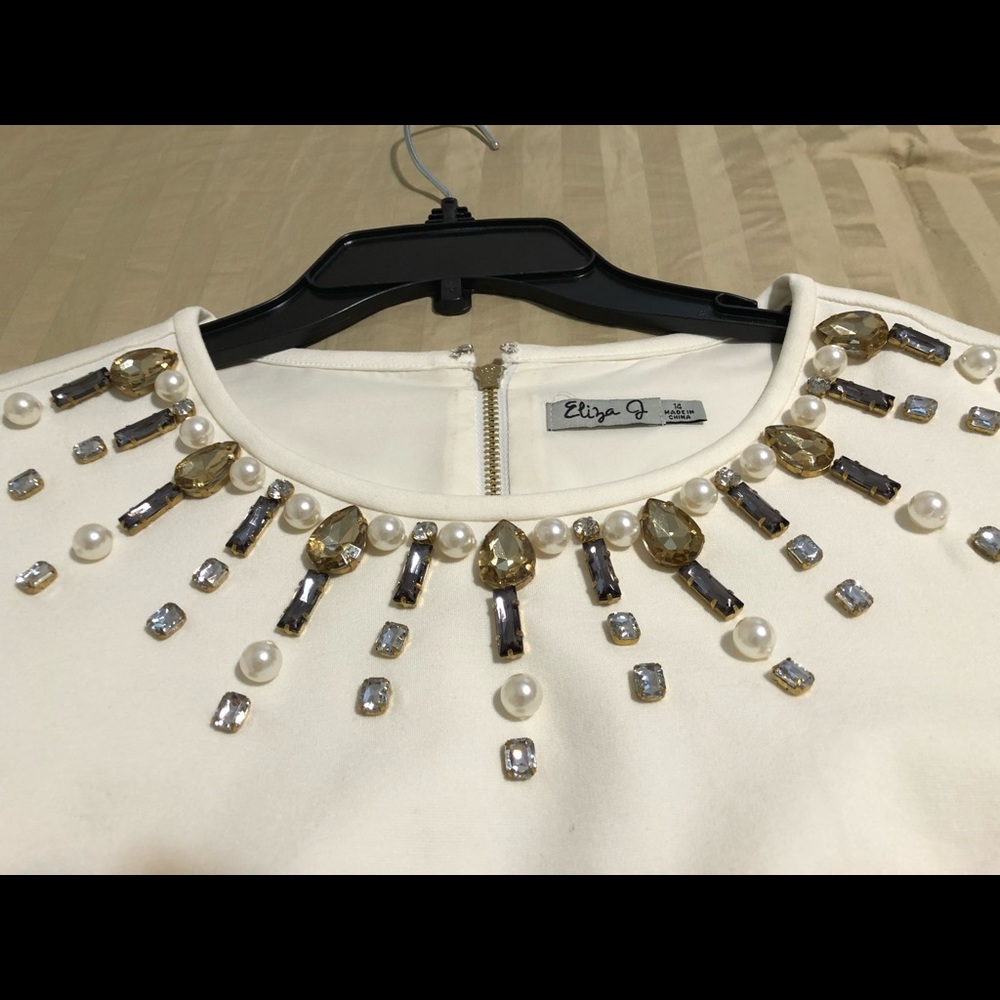 Nordstrom Eliza J white gemstone dress size 14